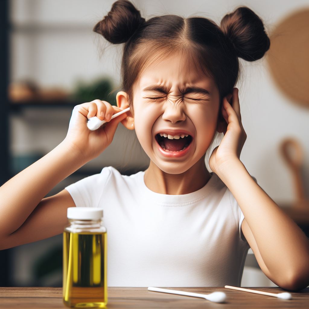 dziewczynka płacząca z powodu bólu ucha